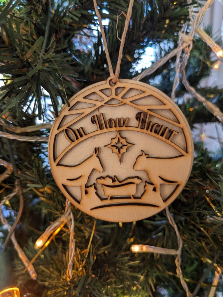 ornement de sapin de noël double âne vache agneaux enfant