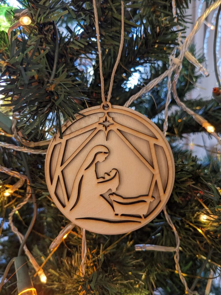 ornement de sapin de noël double mère et son enfant