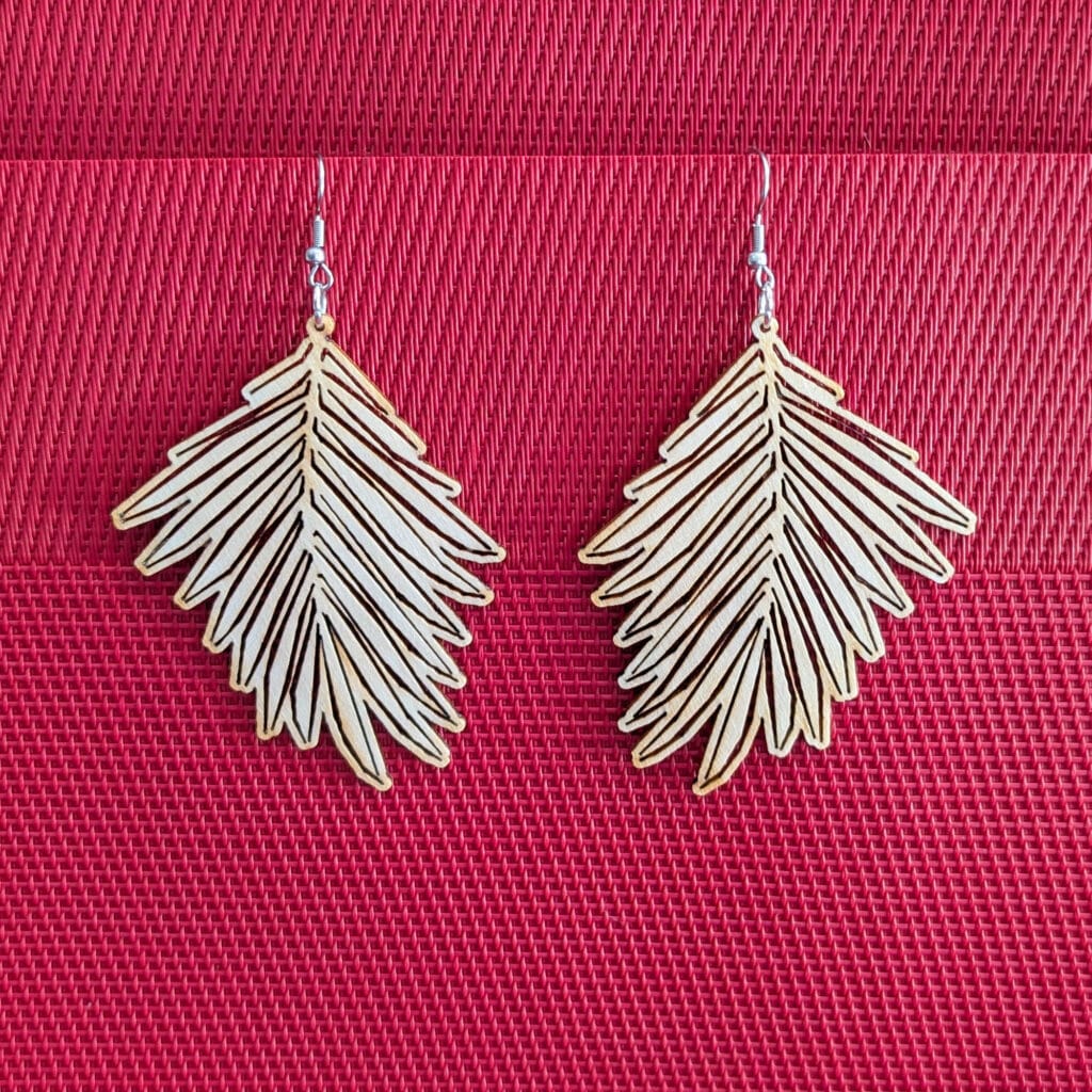 boucles oreilles en feuille de palme